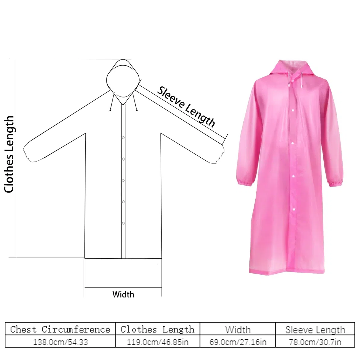 2 Pezzi Mantella Antipioggia, Portatile Poncho Antipioggia, Riutilizzabile Poncho Pioggia, per Escursionismo, Campeggio, Ciclismo, Pesca (Rosa)
