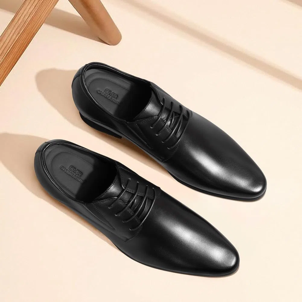 CHAMARIPA Scarpe Rialzate Uomo, da 7 cm in su, Aumento Altezza Invisibile, Business in Pelle Pieno Fiore
