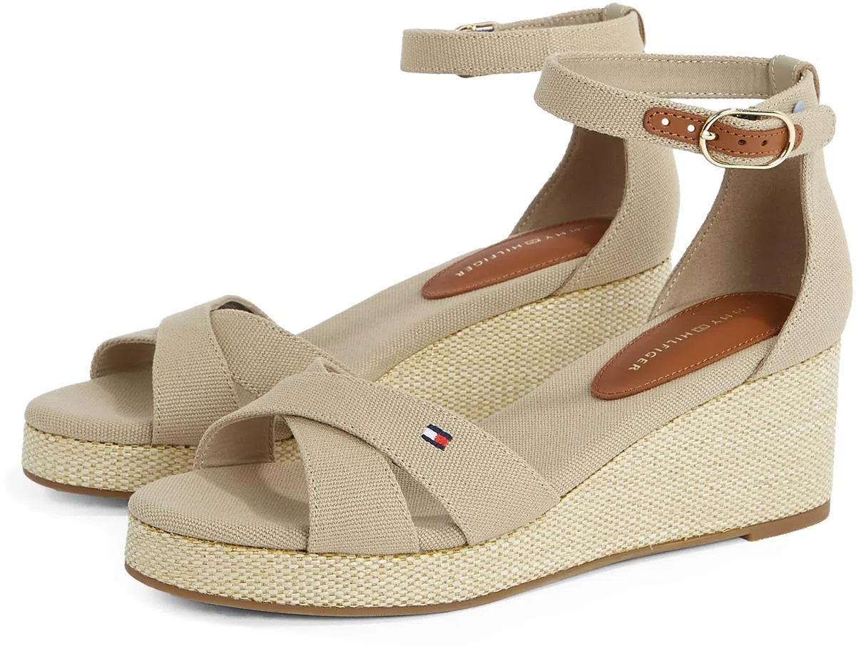 Tommy Hilfiger Donna Espadrillas Wedge Flag Criss-Cross Mid con Cinturino alla Caviglia