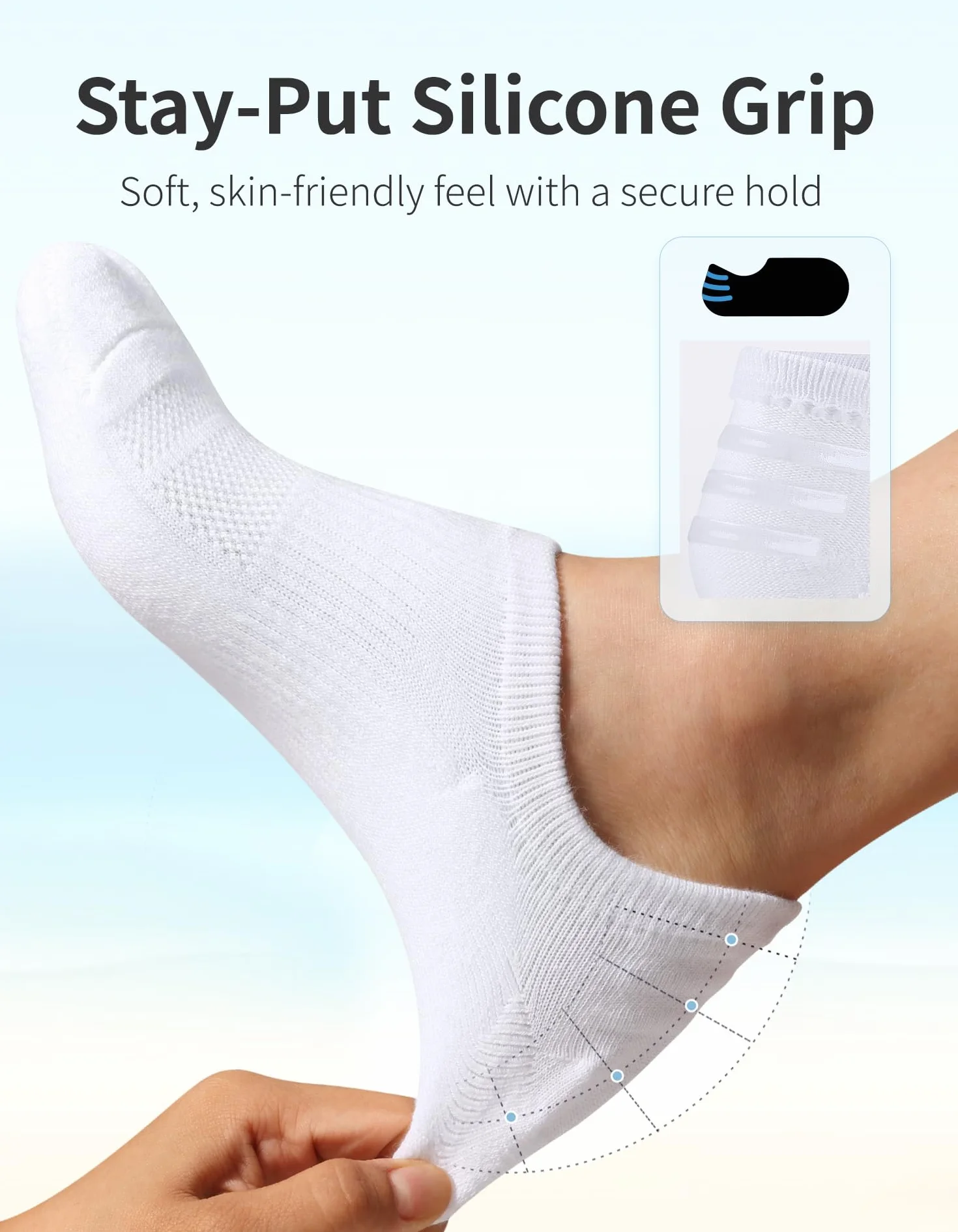 CLOSEMATE 6 Paia Calze Fantasmini Donna per Loafers e Sport, Suola Spessa in Spugna Ammortizza e Riduce Attrito, Gomma Antiscivolo, Parte Superiore a Rete Traspirante, Comode Anche d’Estate