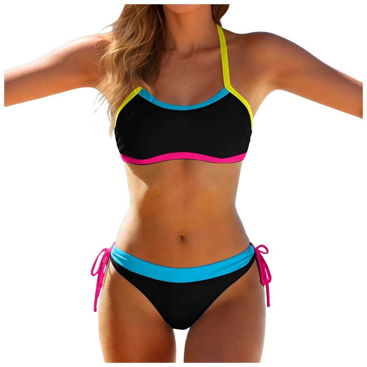 Costumi Bagno Donna Costume Mare Donna Due Pezzi Bagno Due Pezzi Scollo a V Bikini Bikini a triangolo da Triangolo Costume 2 Sexy Swimwear Beachwear Swimsuit Vita Alta con coulisse e stampa floreal