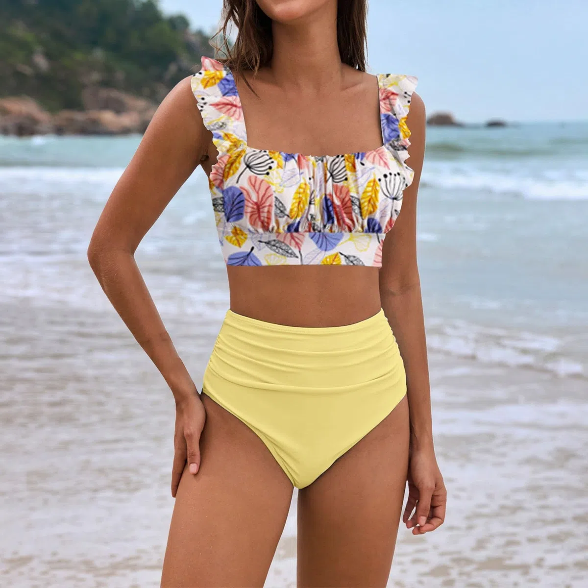 Costume Due Pezzi Donna Cuvy Tankini Donna Mare Flanged Bikini SetBreast Without Brackets Costumi da Bagno Cuvy Costume Due Pezzi