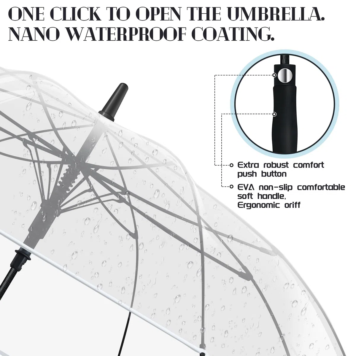 Weewooday 2 Pezzi Ombrelli Trasparenti Grande XXL Automatico Elegante con Pulsante Ombrello da Sposa Antivento Impermeabile para Partner