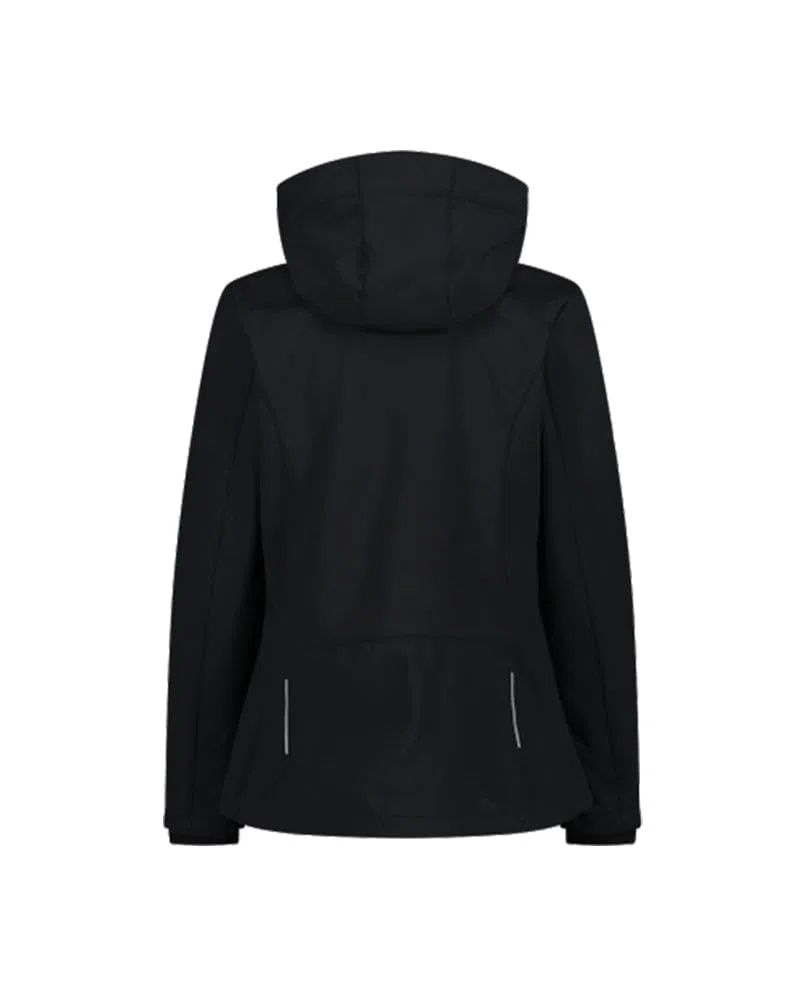 CMP Giacca In Softshell Da Donna Con Cappuccio Removibile, Nero 01, 44