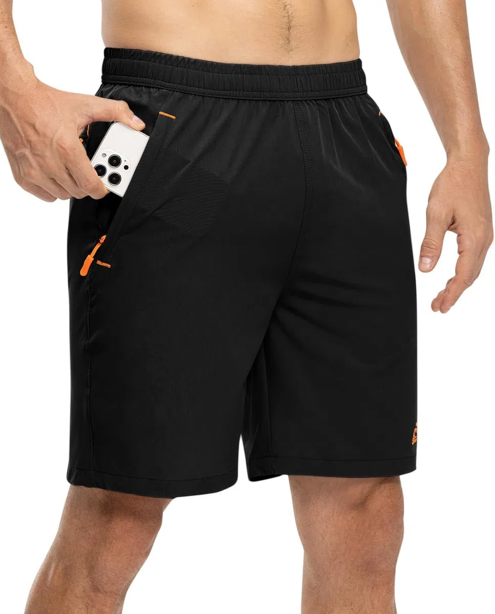 Pantaloncini Sportivi da Uomo Pantaloncini da Corsa ad Asciugatura Rapida Pantaloncini con Tasche a Zip Estivi Traspiranti per Palestra Fitness