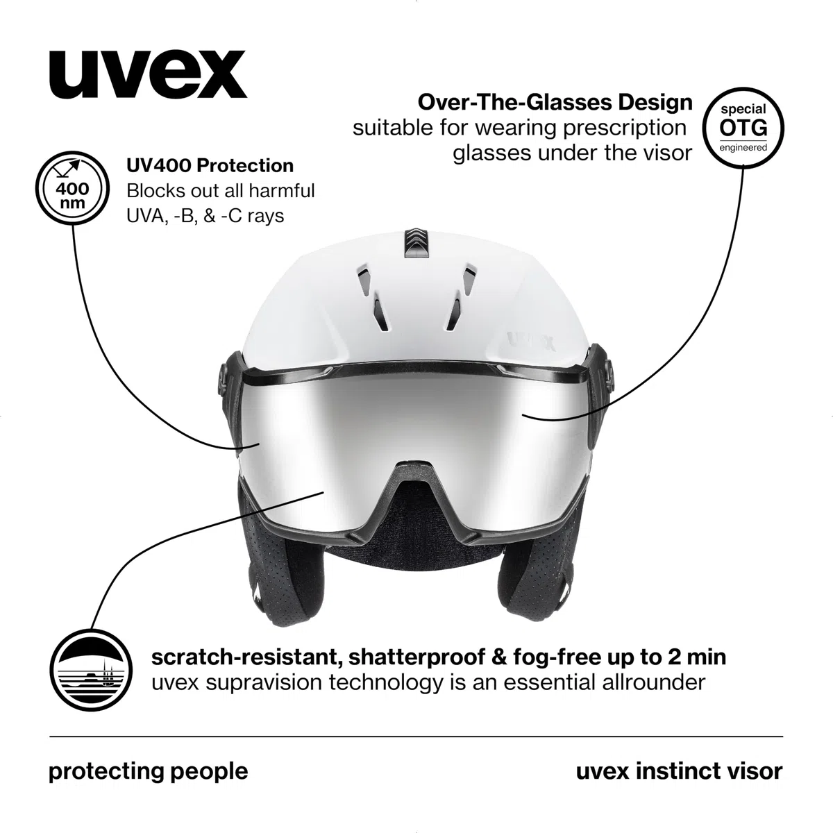 uvex instinct visor - Skihelm für Damen und Herren - mit Visier - individuelle Größenanpassung