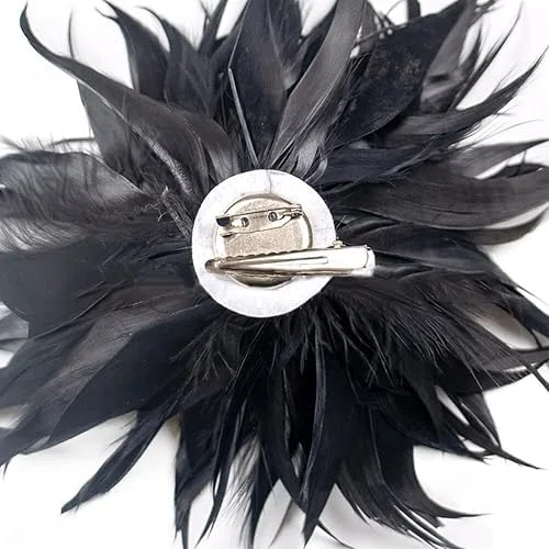 Fermaglio per capelli multifunzionale con piume e fiore, per donne e ragazze, spilla per corpetto per cappelli, borse, vestiti, feste, decorazioni natalizie (verde)