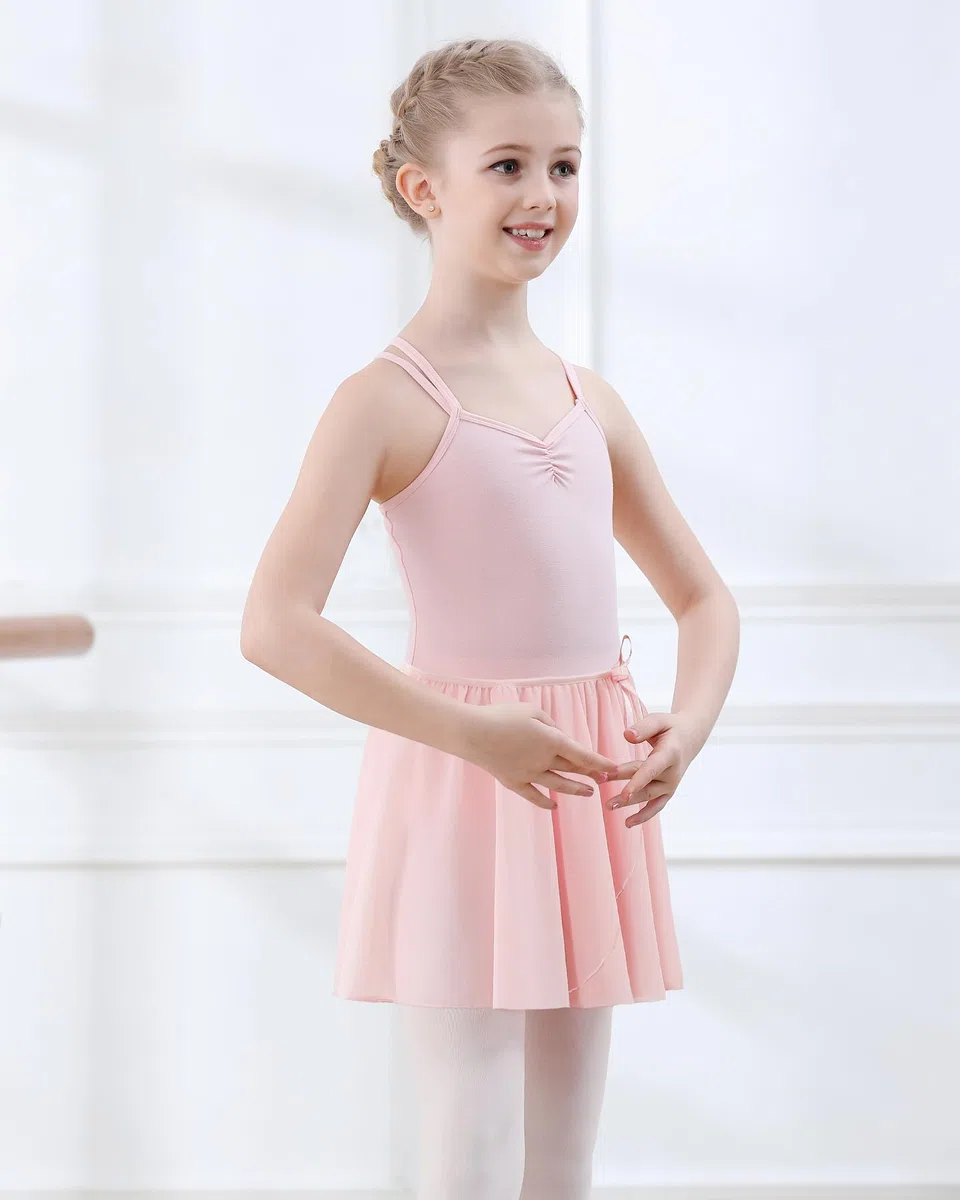 Vestito Body da Balletto Danza per Ragazze Bambina Gonna Cotone Spalline Sottili