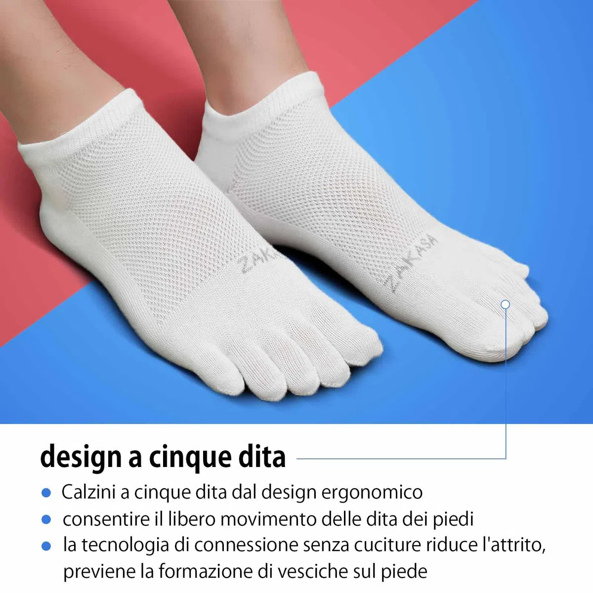 PUTUO Calzini con Dita da Sportivi per Uomo: Calze Sportive Corti Con Dita Separate Uomo Cotone Calze Running Sport Calzini Caviglia Atletici Traspirante 5 Paia