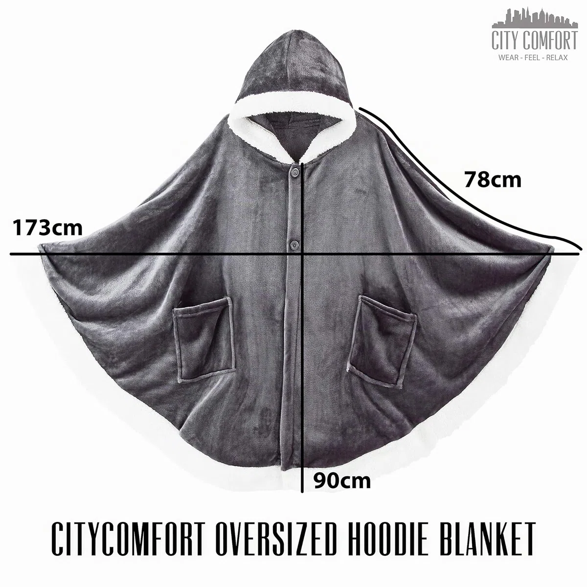 CityComfort Felpa Coperta con Cappuccio da Donna, Poncho in Pile Oversize, Mantella Plaid Indossabile