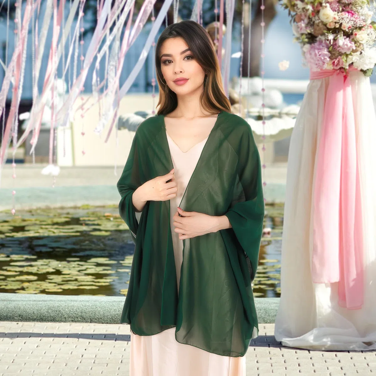 Scialli e Involucri Pashmina – Scialle Elegante Donna per Cerimonia, Chiffon Sciarpa da Sera per Matrimonio Donna