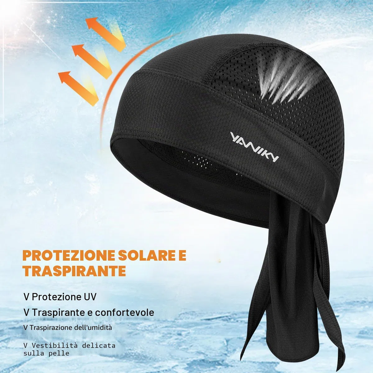YANIKY Bandane con teschio per uomo, donna Skull Cap casco fodera cappello ciclismo Durags moto bandana traspirante Do Rag