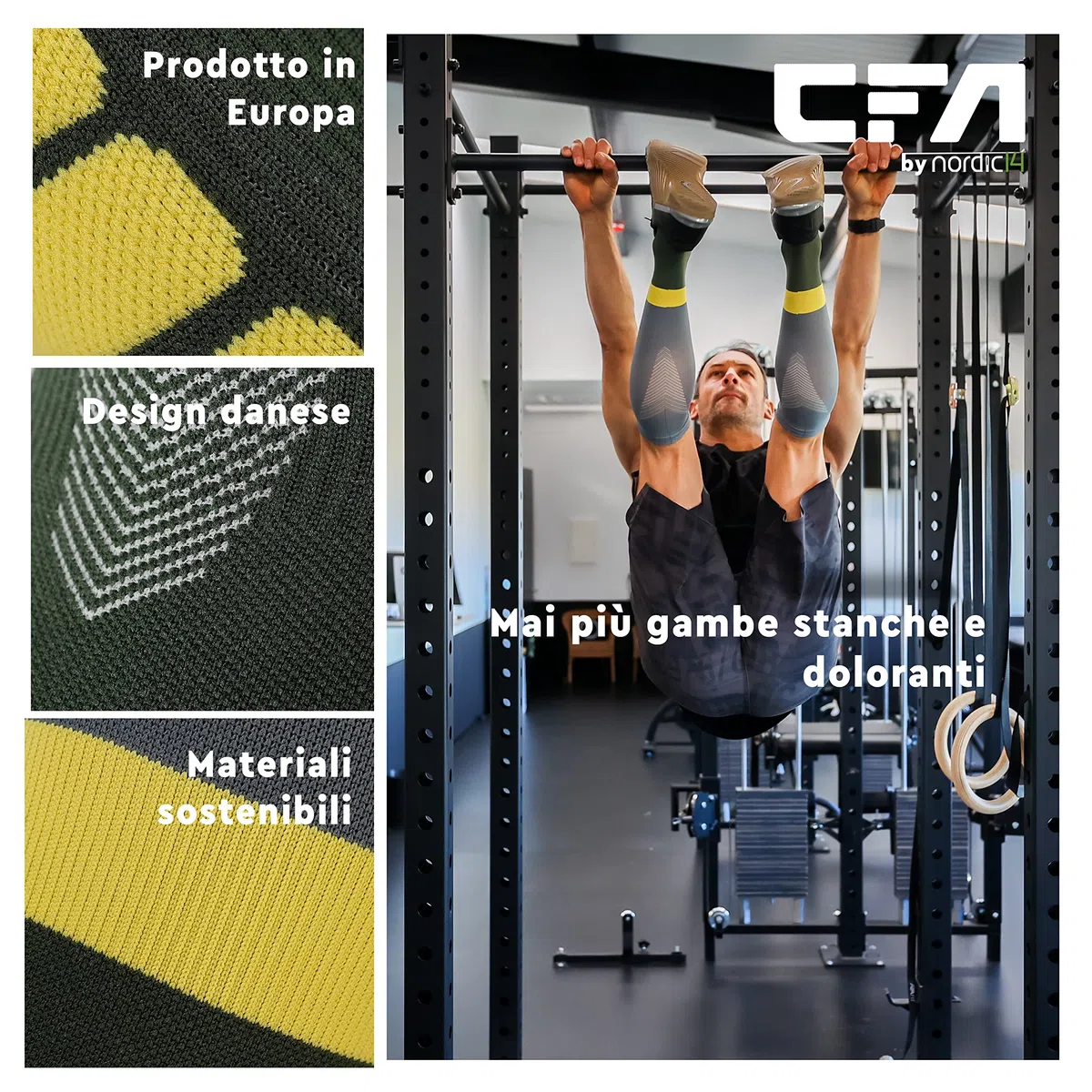 CFA V2 Calze Compressione Graduata Donna e Uomo – Design premium sostenibile con compressione graduata per sport, corsa, ciclismo, sci, escursionismo, Prodotte nell'UE