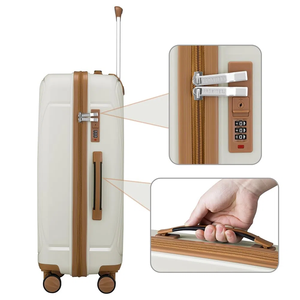 Set 3 Valigie Rigide in ABS, Valigia Rigida 38-59 - 90 Litri, Manico Telescopico, Ruote Easy Roll, Trolley Resistente e Leggero da Viaggio, Bagaglio a Mano (Bianco Perla)