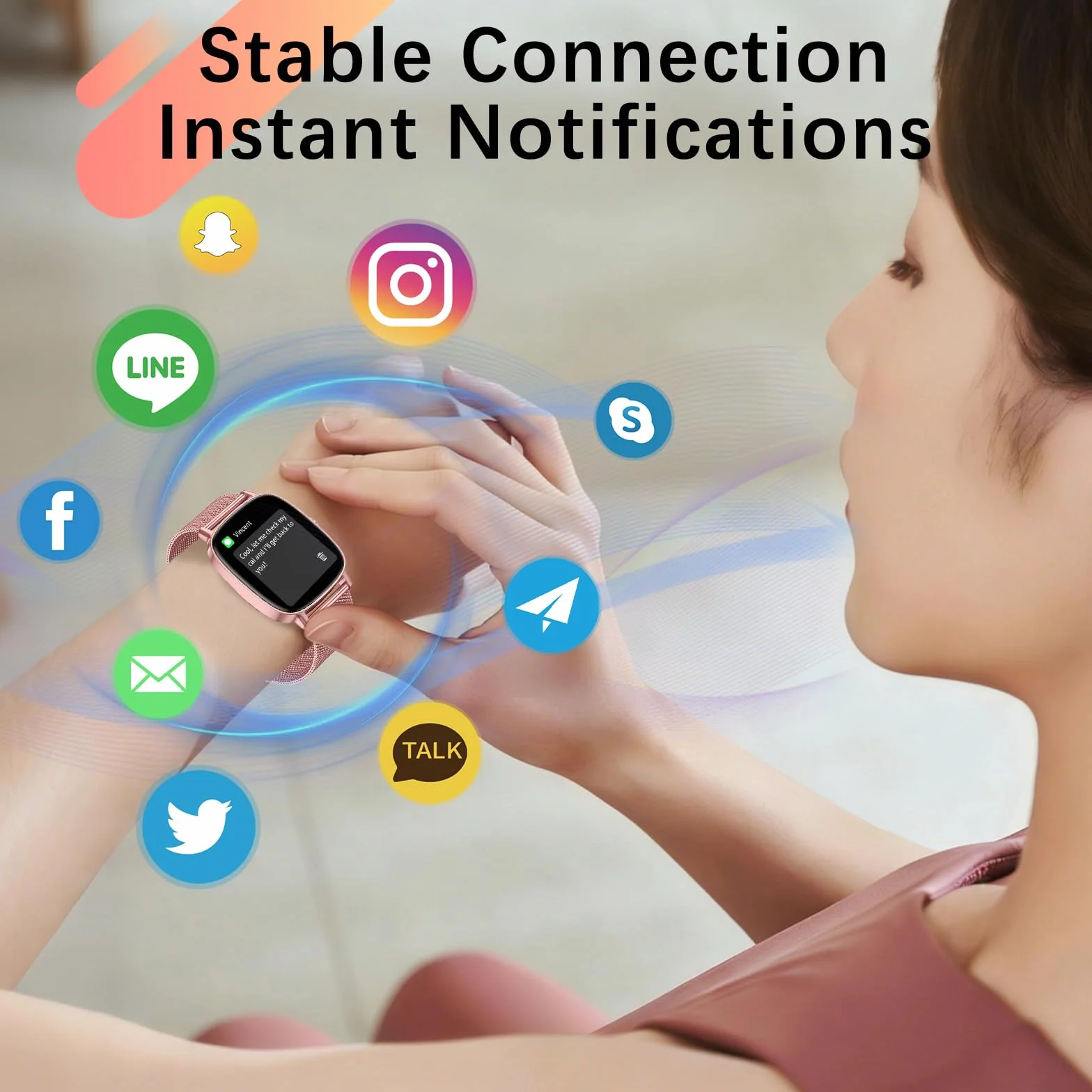 coioc Smartwatch Donna,Risposta/Effettuazione Chiamate,Schermo Ultra Nitido1.85'' HD,Fitness Tracker Frequenza Cardiaca/Sonno/SpO2,Compatibile IOS/Android,120+Modalità Sportive,IP68,2 inturini