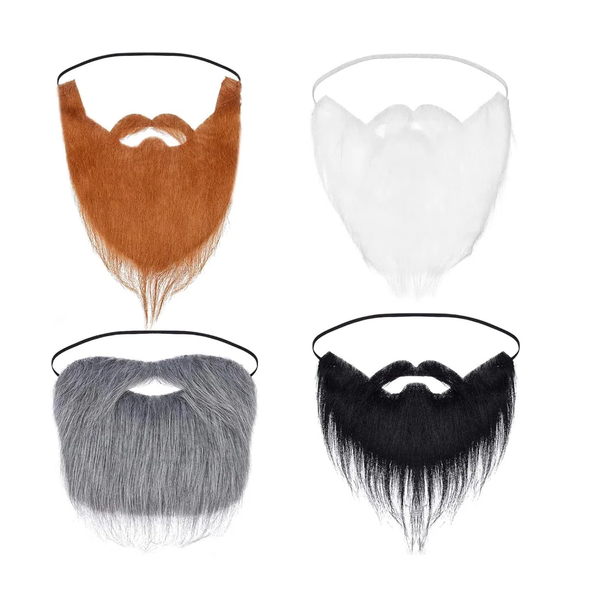 Barbe Finte, Barba di Babbo, Barba del Partito, Baffi Divertenti Finti Moustache, Capelli Lunghi Bianchi, Barba Nera(4 Pezzis)