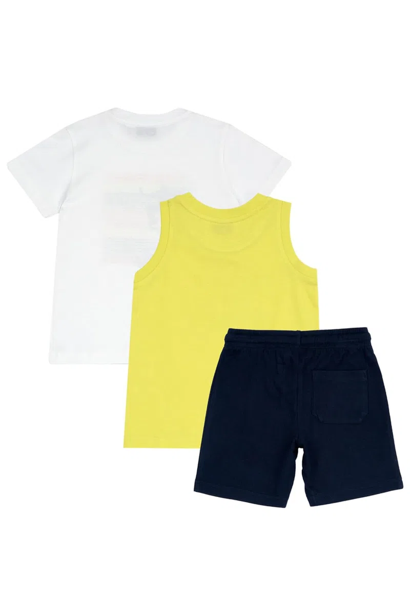 Chicco, Completo Bambino, Set con T-shirt, Pantaloncino e Canottiera Abbinati, in 100% Cotone, Ottimi per la Primavera e l'Estate, Abbigliamento Bambini e Ragazzi