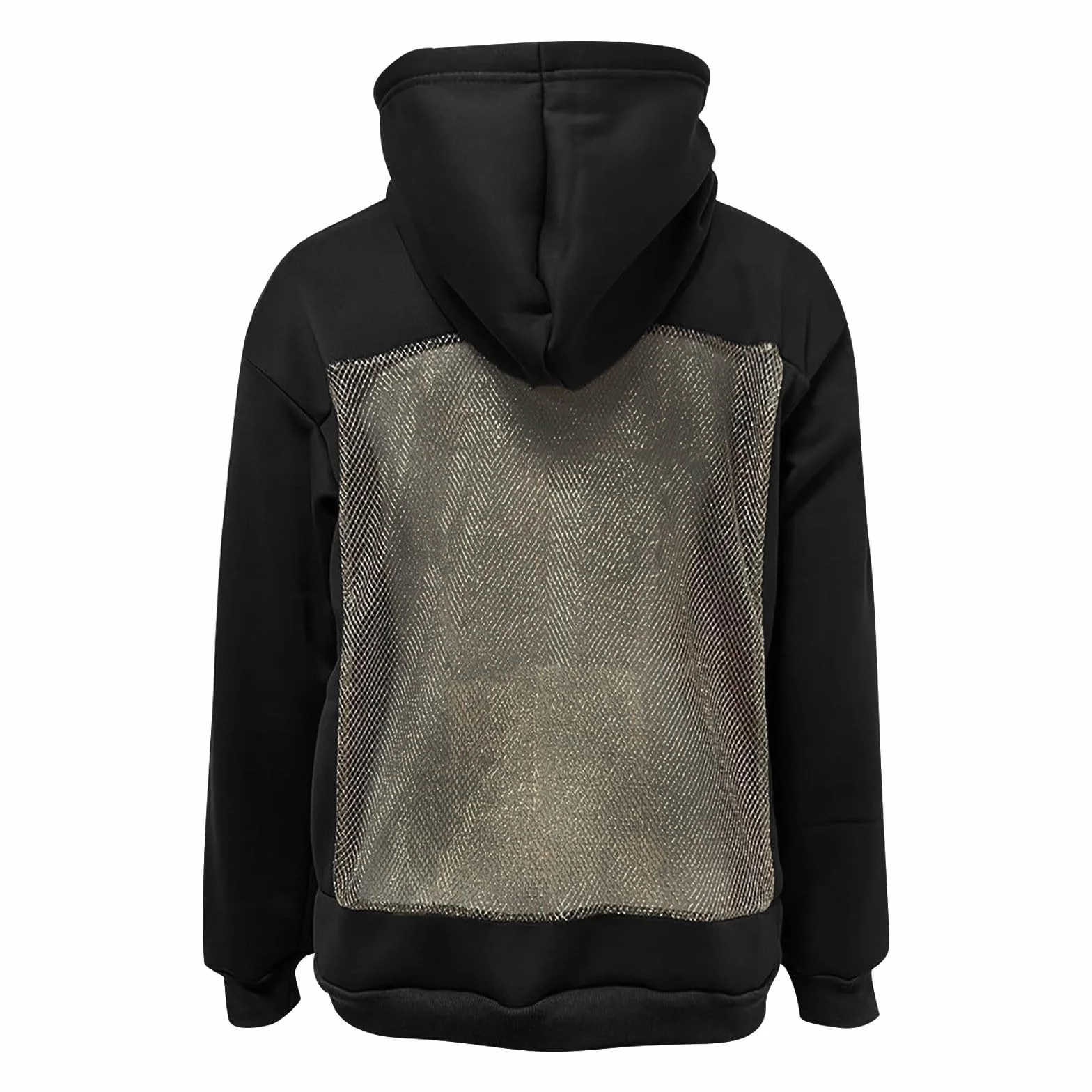 Felpa Con Cappuccio Da Donna Con Dettaglio Posteriore In Rete, Pullover A Maniche Lunghe Con Fascia Integrata, Felpe Con Cappuccio Da Donna, Sexy, Trasparente, Con Dettagli Sulla Schiena Scintillanti