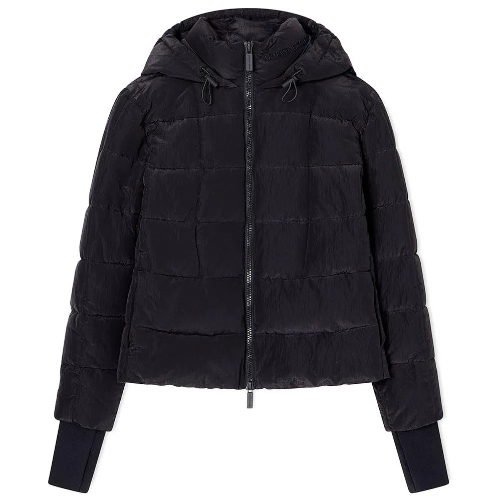 Armani Exchange Sustainable, Thumbhole Sleeve, Embroidered Logo, Adjustable Hood Down Coat Donna