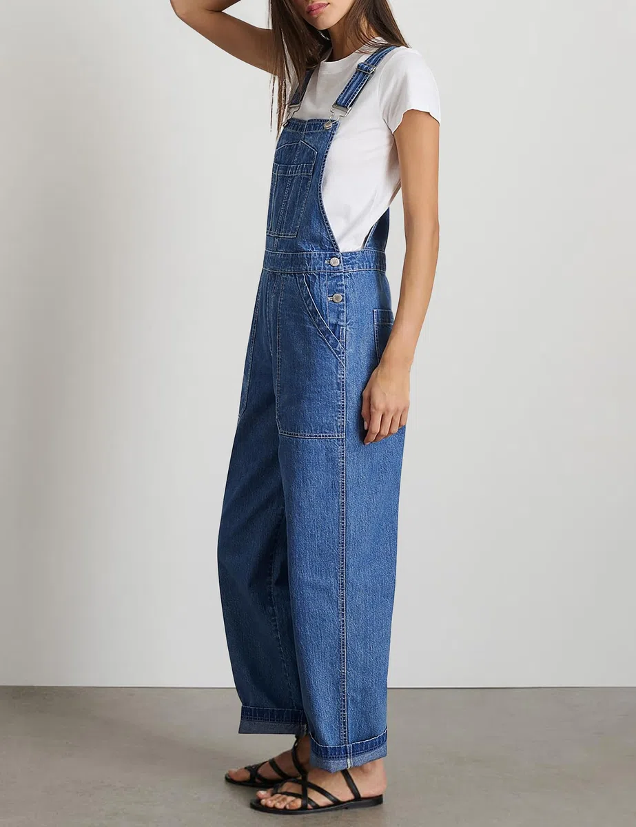 Fengbay Salopette da donna in denim, tuta da donna in denim, con spalline regolabili, casual, ampia, con tasche