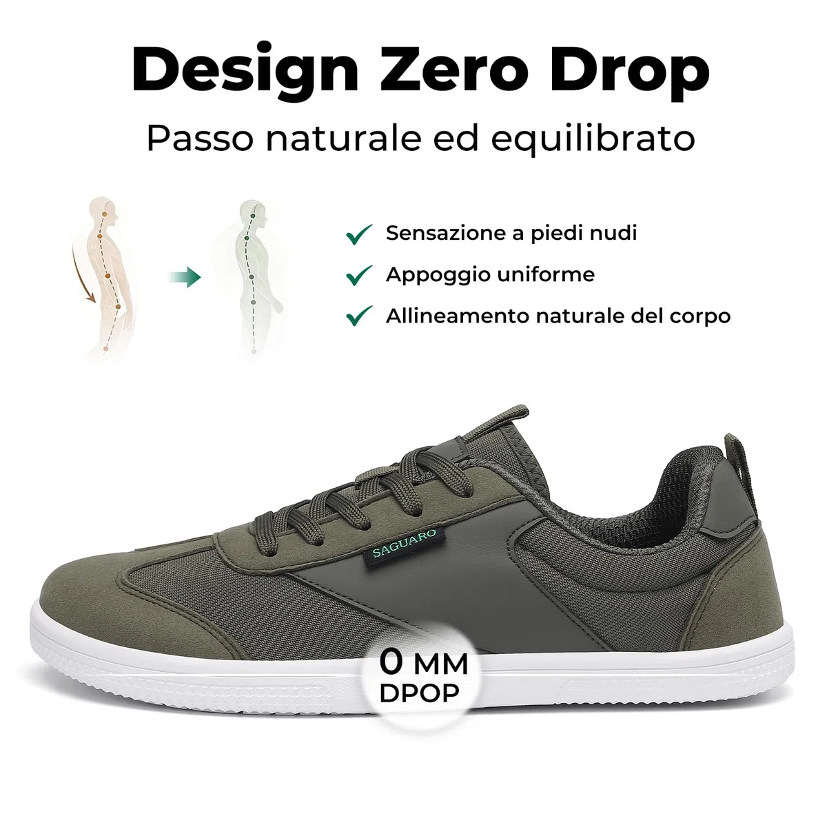 Saguaro Scarpe Barefoot per Donna e Uomo, pianta Larga e Punta Ampia, comode per Uso Quotidiano e attività all’Aperto, Gr.36-46