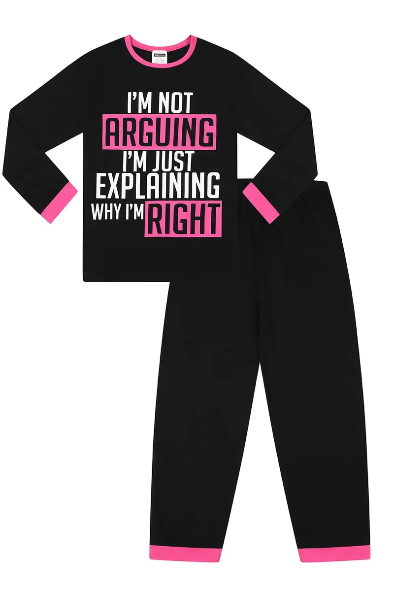 thepyjamafactory I'm Not Arguing I'm Just Explaining Why I'm Right Rosa Ragazze Lungo Cotone Pigiama Pjs per Bambini
