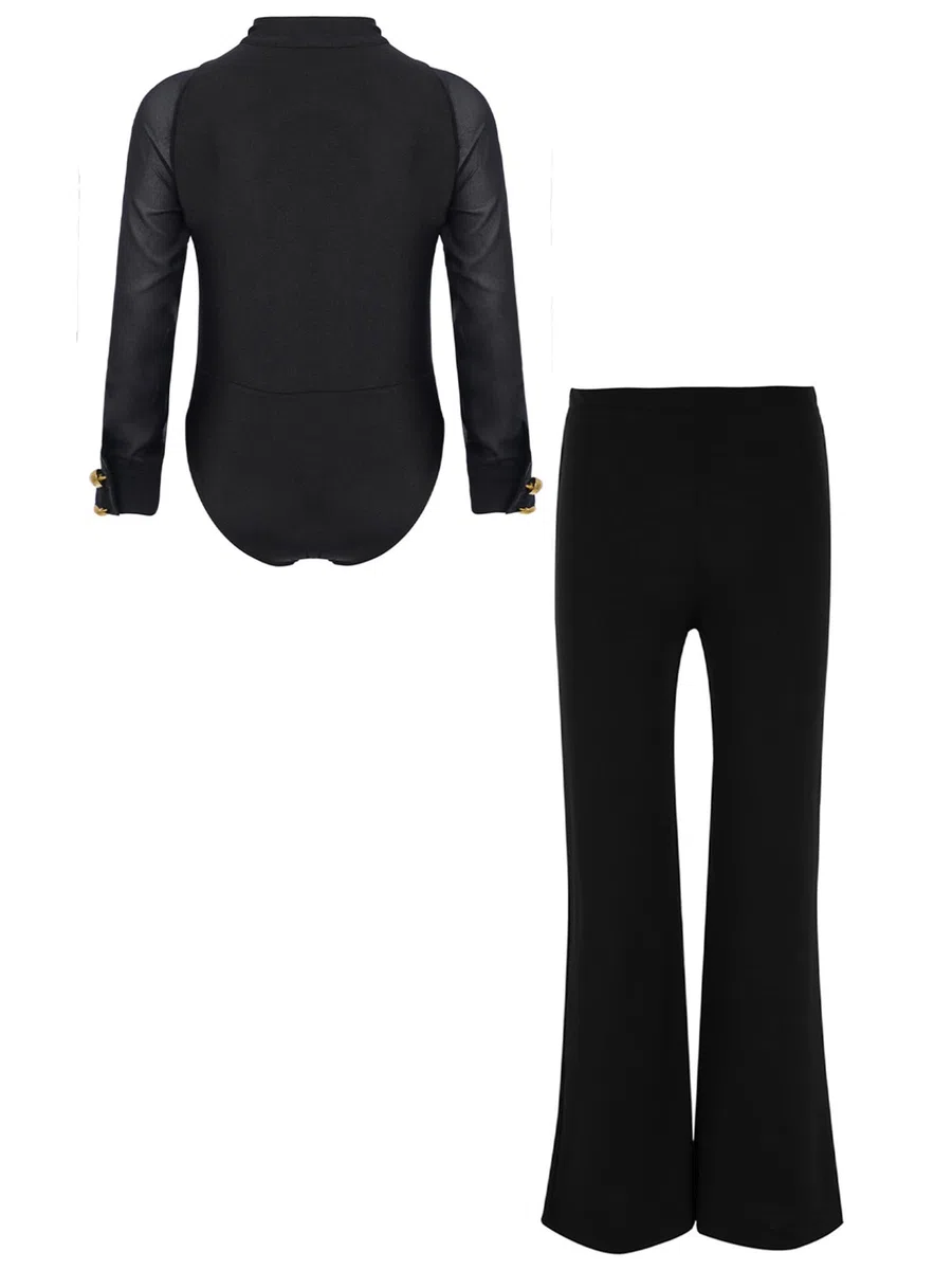Freebily Body da Danza Classica Standard Bambino Ragazzo con Pantalone Camicia Body da Ballo Latino Americano Tango Balletto Leotards Jumpsuit Sportiva da Allenamento