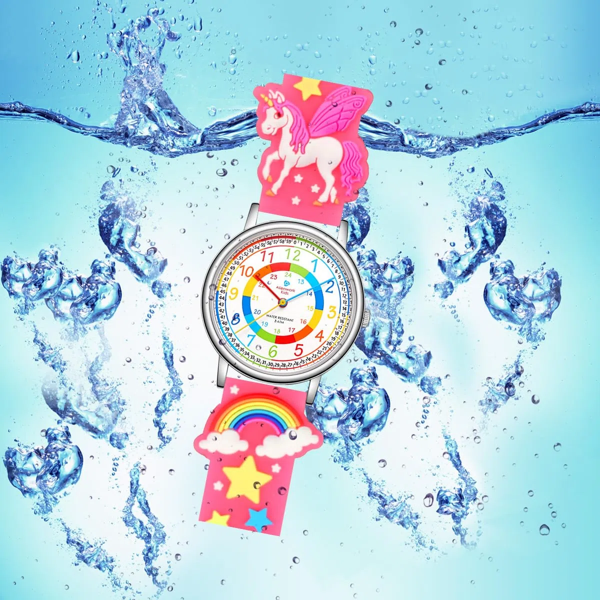 Alienwork Kids Orologio di Apprendimento Bambini Ragazzi Ragazze Tempo di Apprendimento Silicone Leggero Morbido Impermeabile