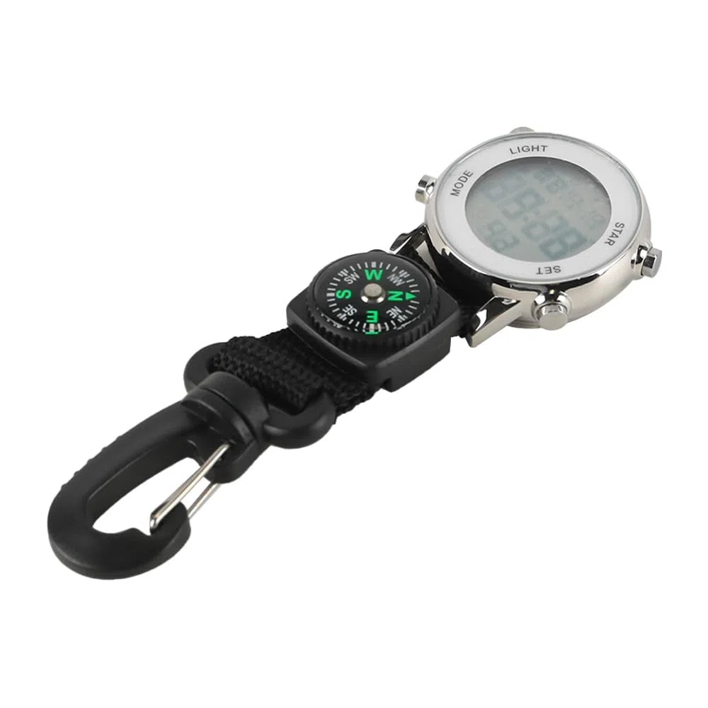 WANGCL Orologio da tasca per infermiere con moschettone - digitale multifunzionale, lega di zinco impermeabile, lunghezza 13,5 cm, bianco, 55 g