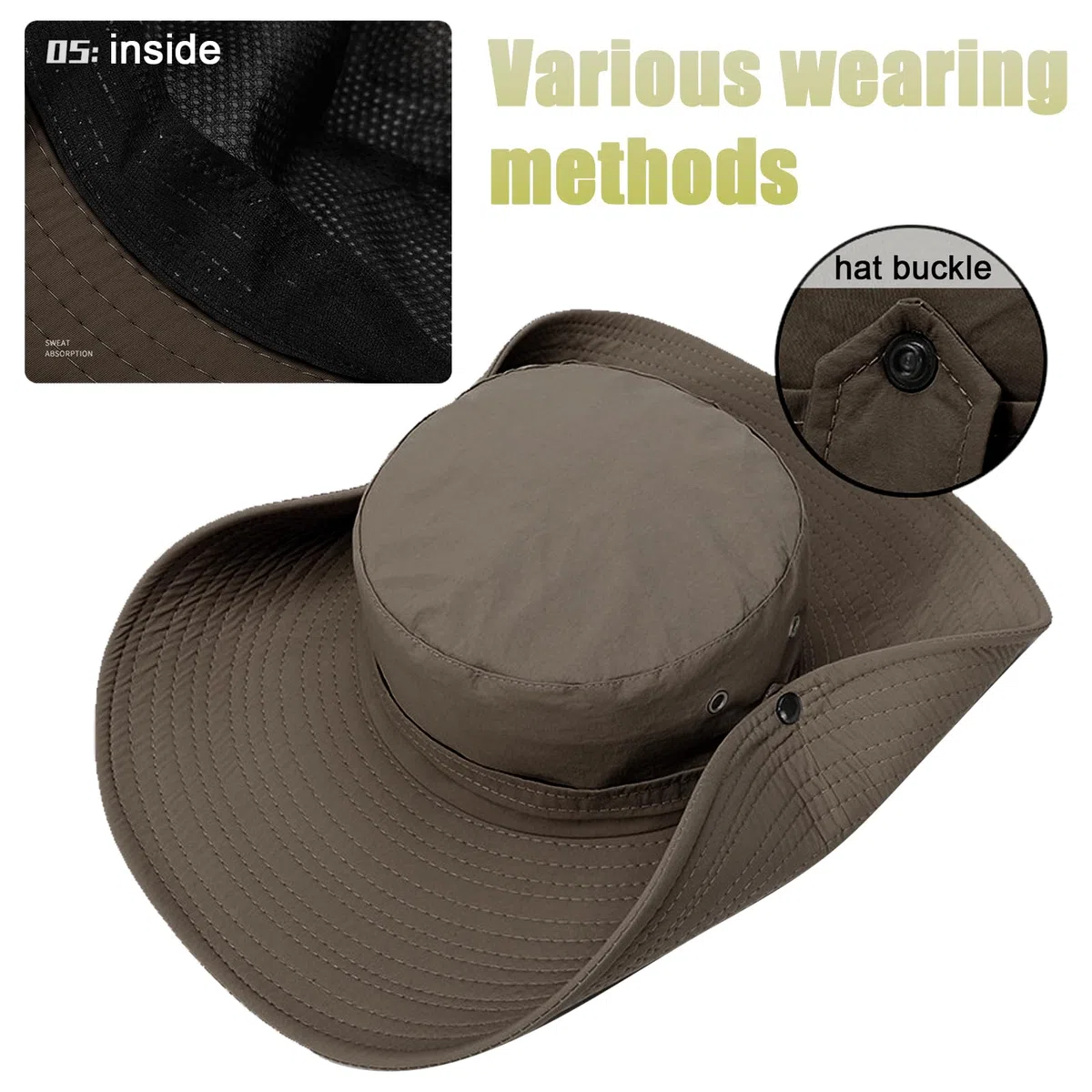 TYXHXTF Bucket Hat, Cappello Pescatore Uomo Donna, Cappello Safari, Tesa Larga Bucket Hat, Anti-UV Pieghevole Cappello da Sole, Traspirante Impermeabile, per Safari Esterno Escursionismo