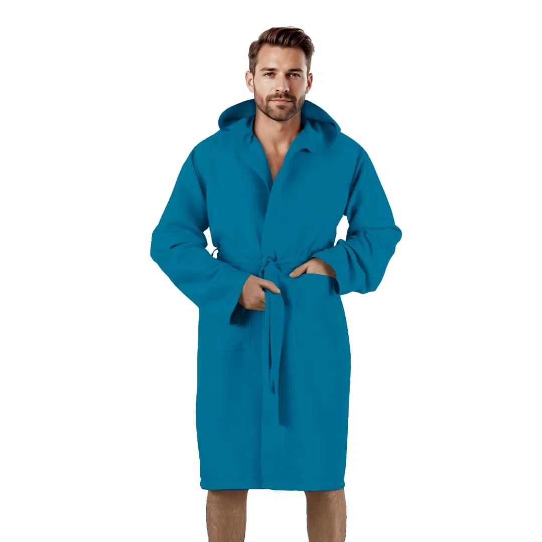 Accappatoio in morbida Microfibra, con Cappuccio, borsetta esterna, unisex