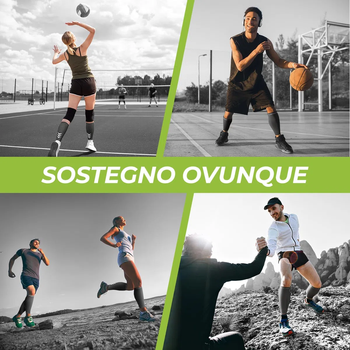 Polpaccera Compressione Uomo Donna - Calze Running Compressione Per Corsa, Ciclismo, Calcio, Basket e CrossFit - 1 paio