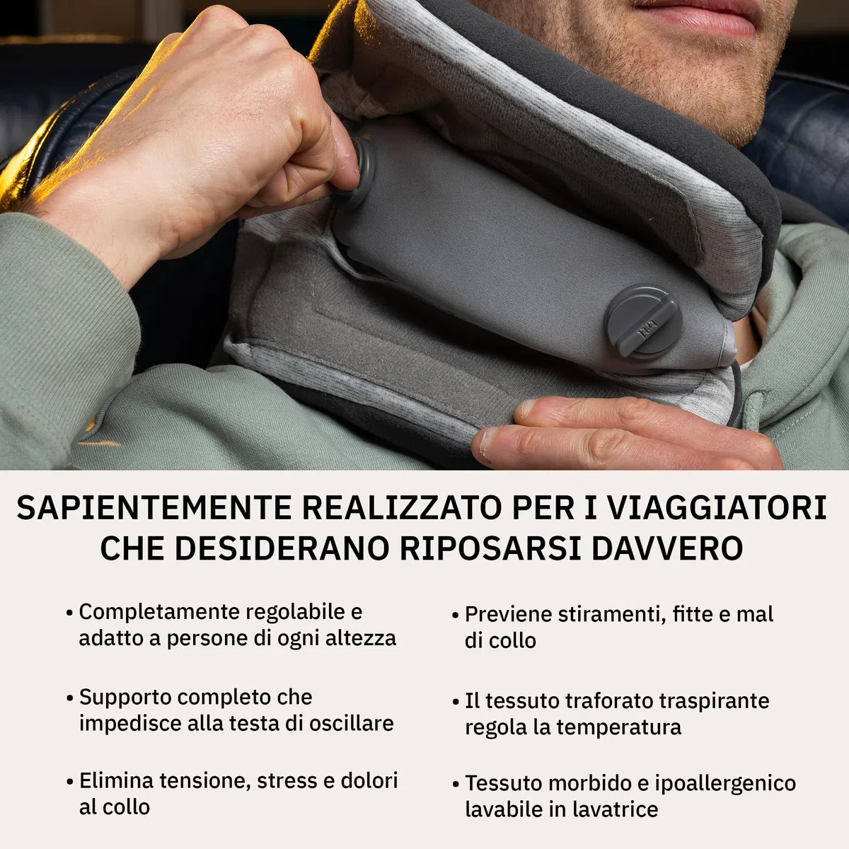 Trtl Travel Pillow Plus Grigio | Cuscino da viaggio regolabile in altezza | Per viaggiare comodamente in aereo, auto e autobus | Sistema di supporto unico | Salvaspazio