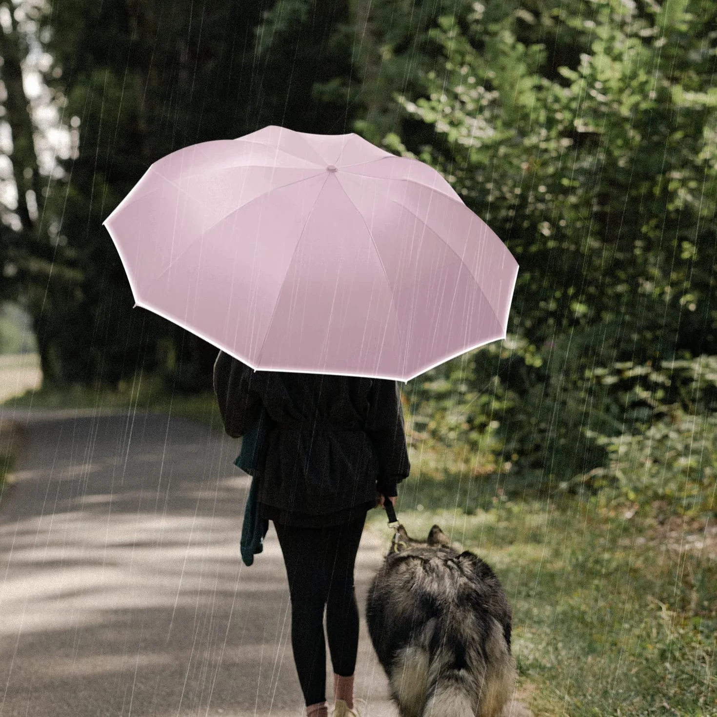 Poligono Ombrello Inverso Automatico, Ombrello Pieghevole Antivento, Ombrello Grande da Pioggia 10 Stecche Rinforzate per Uomo Donna, Diametro 105cm