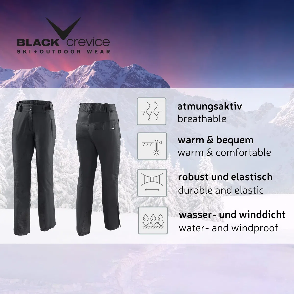 Black Crevice - Skihose, Pantaloni da Sci Donna