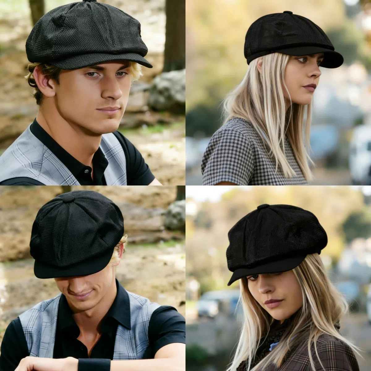 Cappello Estivo Traspirante Coppola Berretto in Rete Newsboy cap Piatta Scozzese Beret Regolabile Vintage da Golf