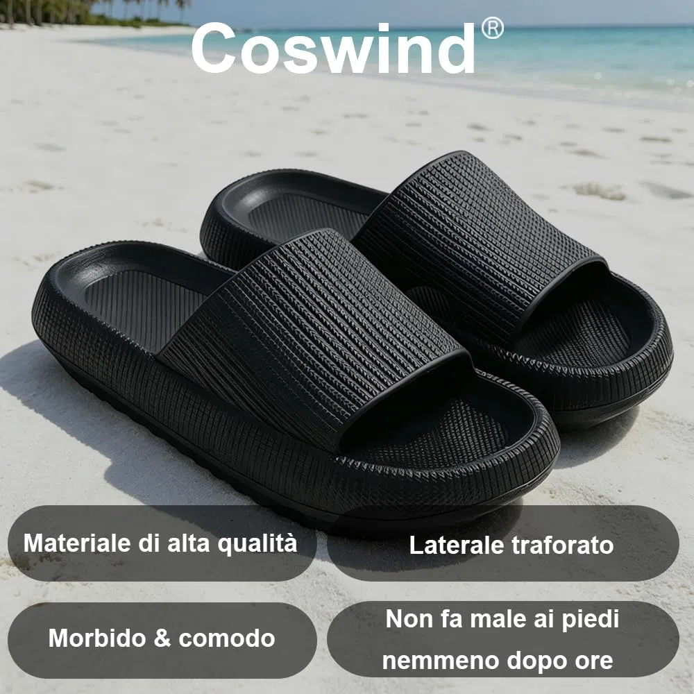 Ciabatte Donna Uomo Estive Mare Pantofole Eleganti Piscina Spiaggia Sandali Nuvola Gomma Casa Antiscivolo Comode Doccia Morbide Slides