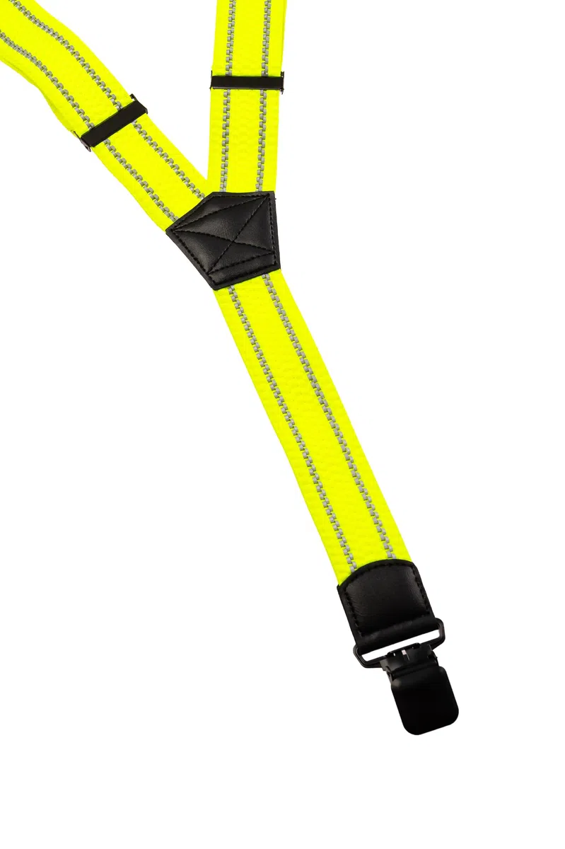 Bretelles Alta Visibilità con Strisce Riflettenti, Clip Nere - 4cm