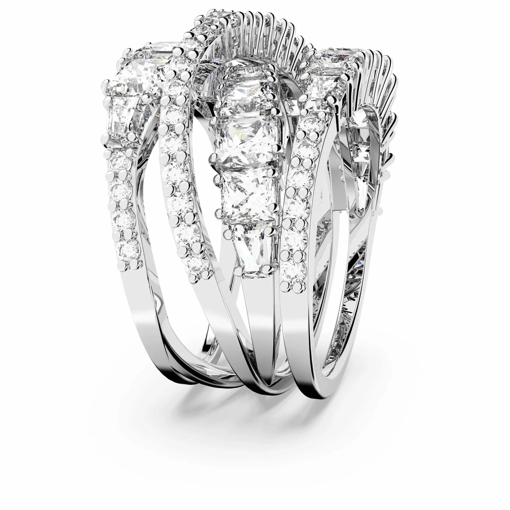 Swarovski Hyperbola bague, tailles mixtes, blanc, plaqué rhodium