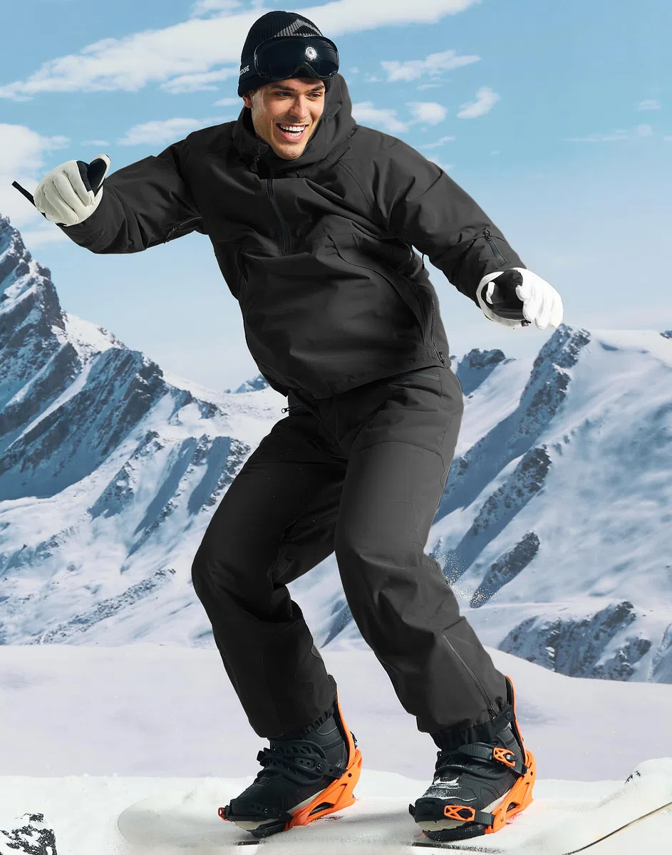 Pioneer Camp Pantaloni da sci da uomo, impermeabili, 15000 mm, con spalline regolabili e ventilazione, da snowboard, da uomo, per neve profonda, traspiranti, 7000 g/m², antivento, robusti