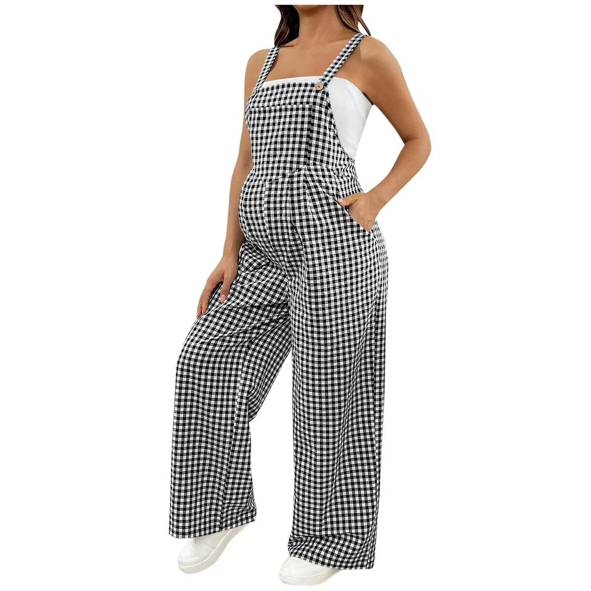 Salopette Premaman da Donna,2026 Stampa a Quadri Pantaloni Tuta Vita Regolabile Pantalone Palazzo Estiva Pantaloni,Comodi Morbido Leggings vestibilità Ampia Pants Elegante Abbigliamento