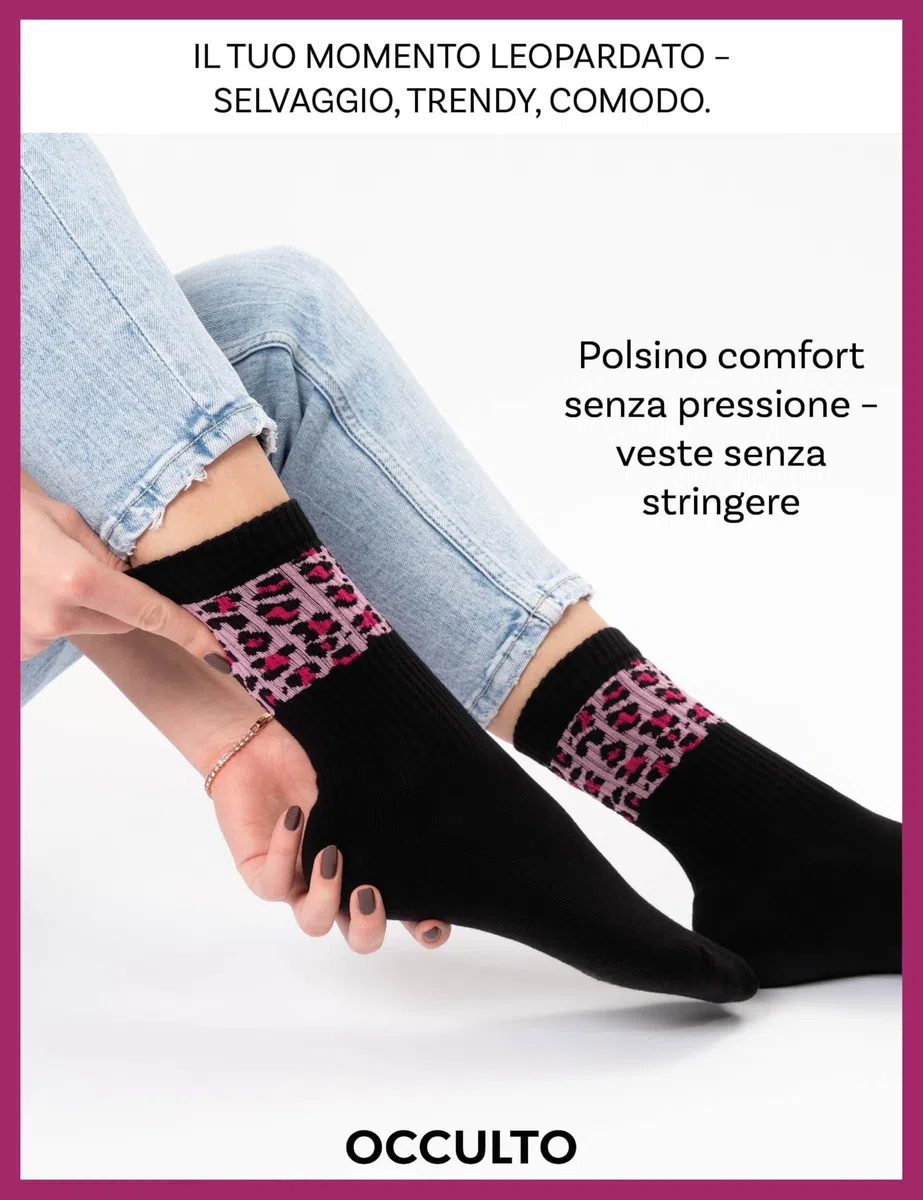 Occulto Calze Spugna Motivo Leopardo Donna pacco da 6 (modello: Nala)