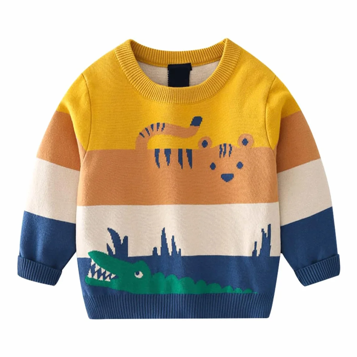 Maglione a Maglia per Bambino Carino Girocollo Manica Lunga Stampa Animalier Felpa Calda per Bambini Abbigliamento Invernale Autunnale