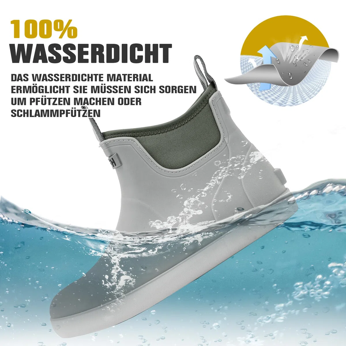 Stivali Gomma Uomo Da Pioggia, Stivali Da Pesca, Antiscivolo Leggere Comode Shorty Boots, Impermeabile Nero Scarpe Da Giardino