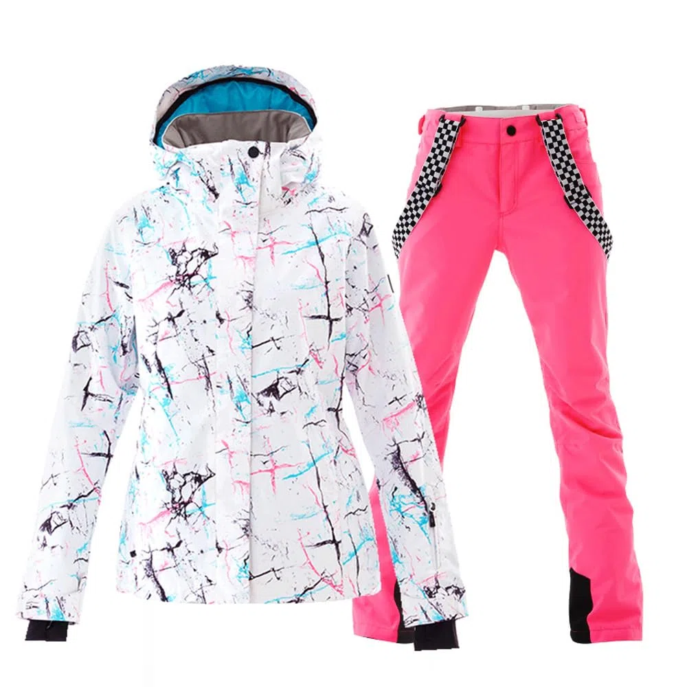 HOTIAN - Tuta da neve da donna, impermeabile, antivento, invernale, calda, set da sci, per escursionismo, arrampicata, snowboard, con materiale isolato SMN, M