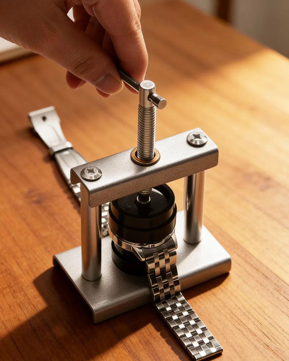 Kit Pressa Orologiaio Professionale – Chiudere Cassa Orologio con 18 Matrici – Strumento per Riparazione Orologi e Sostituzione Batteria