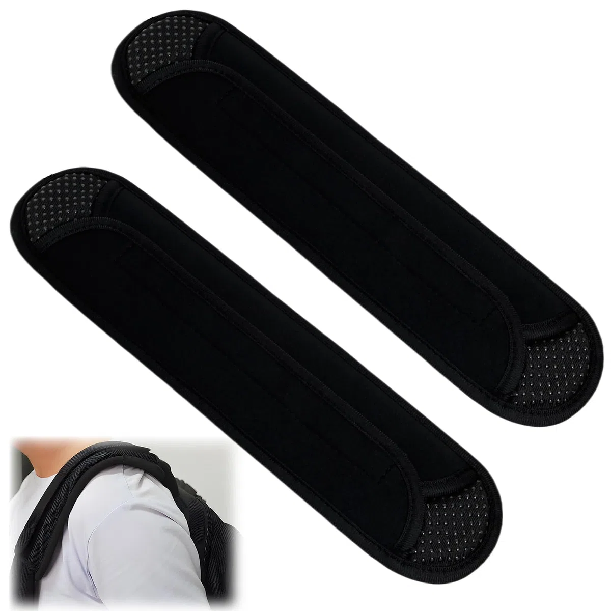 Set di 2 Spallacci Universali con Cuscino Ultra Spesso per Borse a Tracolla, Borse da Viaggio, Antiscivolo, Traspiranti e Confortevoli, Lunghezza Maggiore - Nero, Buon sollievo dallo stress, durata