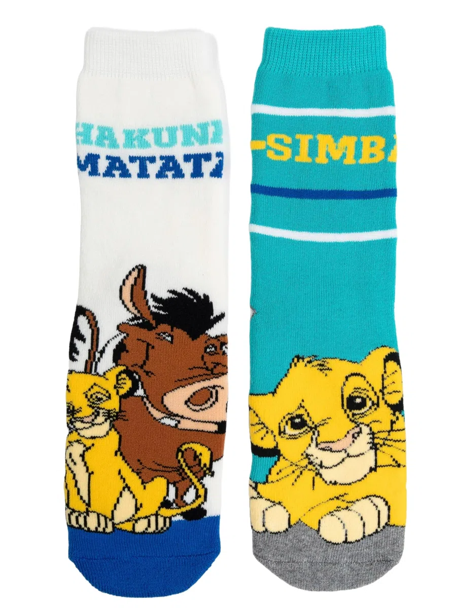 Disney Il re dei leoni calzini in ABS per ragazzi – calzini antiscivolo per bambini, beige/verde (confezione da 2)