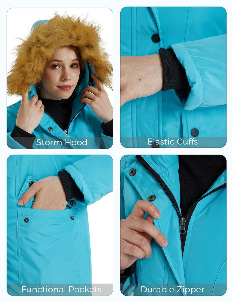 ZSHOW Cappotto Medio Lungo Invernale Caldo Parka con Cappuccio in Pelliccia Sintetica Giacca Imbottita Spessa Giubbotto Idrorepellente Bambina