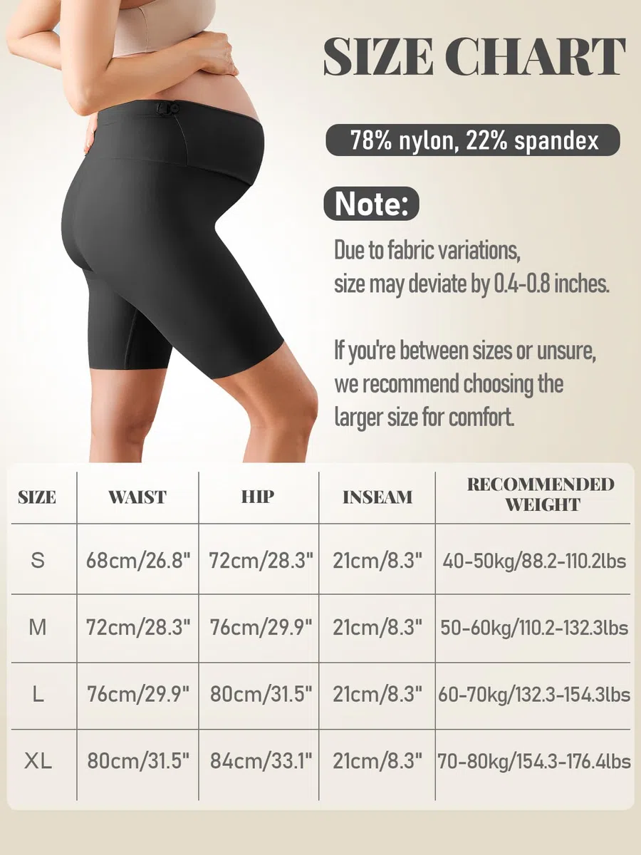 Pantaloncini Premaman,Regolabile Leggings Corti da maternità da Donna,Estivi Pantacollant Gravidanza sopra la Pancia Nero L